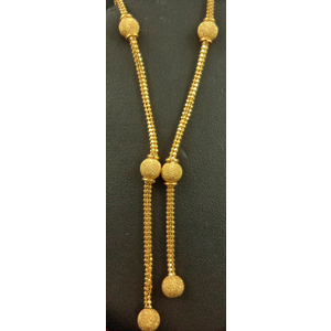 22 Karat Gold Ball Short Ganga Jamuna Necklace