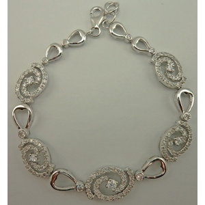 Sterling Silver Cubic Zirconia Swirl Fancy Bracelet