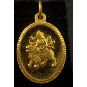 22 Karat Gold Goddess Durga Pendant in Oval Frame