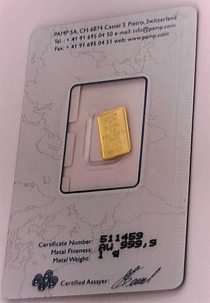 24 Karat Gold 999.9 Purity 1 Gram Gold Bar - 24 : Bullions-Gold : Lotus Gold
