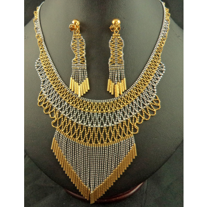 22 Karat 2 Tone Mat/Jhalar Design Necklace Set