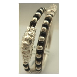 Sterling Silver Black Bead Baby Bangle 