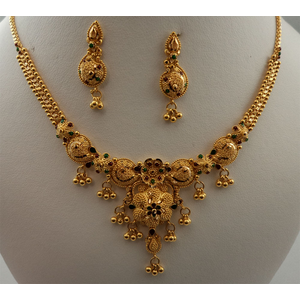 22Karat Gold Meenakari Filigree Necklace Set