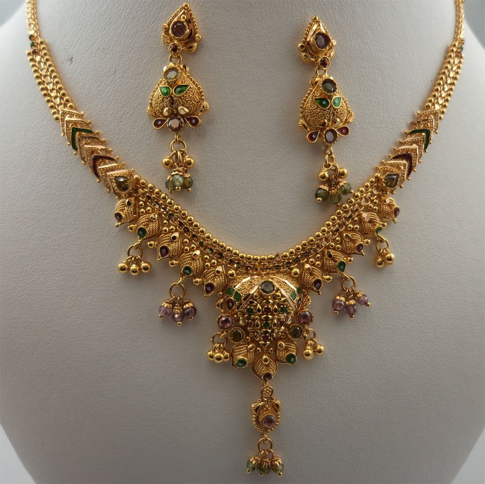 Meenakari gold store necklace