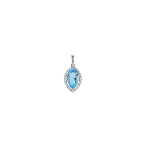 9K White Gold with Diamond Shaped Blue Topaz Diamond Pendant