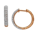10Kt Rose Gold 0.13ct Diamond Hoop Earrings -diamonds-Lotus Gold